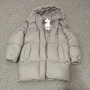 New Zara Puff Winter Snow Jacket Ski Coat Grey Girls Kids 13-14 Puffer
